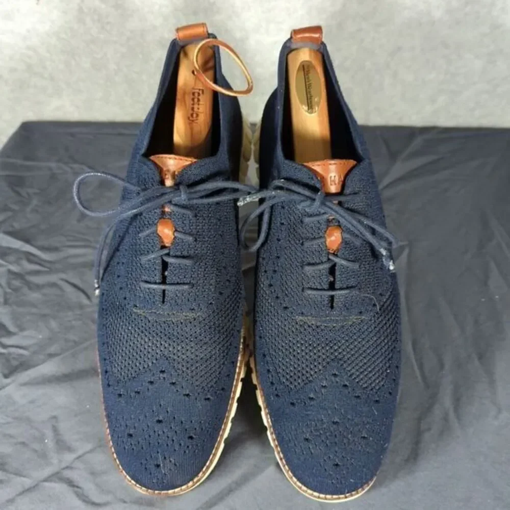Cole Haan Zerogrand Stitchlite‎ Wingtip Oxford Shoes Marine Blue C24947 Men's 11